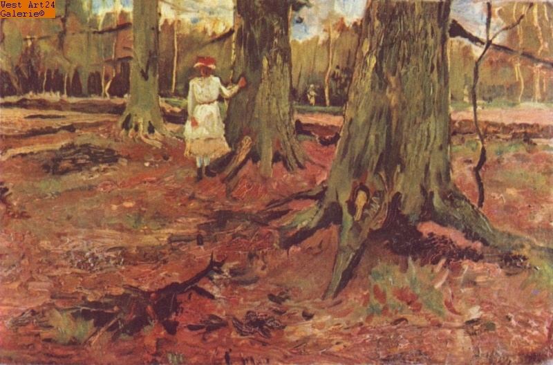 Mädchen im Wald nach van Gogh Gemäldeimitation